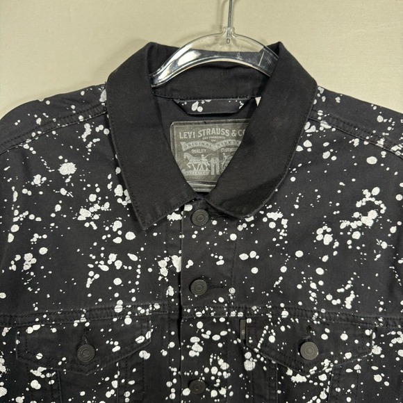 Levi Strauss & Co Paint Splatter Denim Trucker Jacket Small Black Excellent - Picture 5 of 7